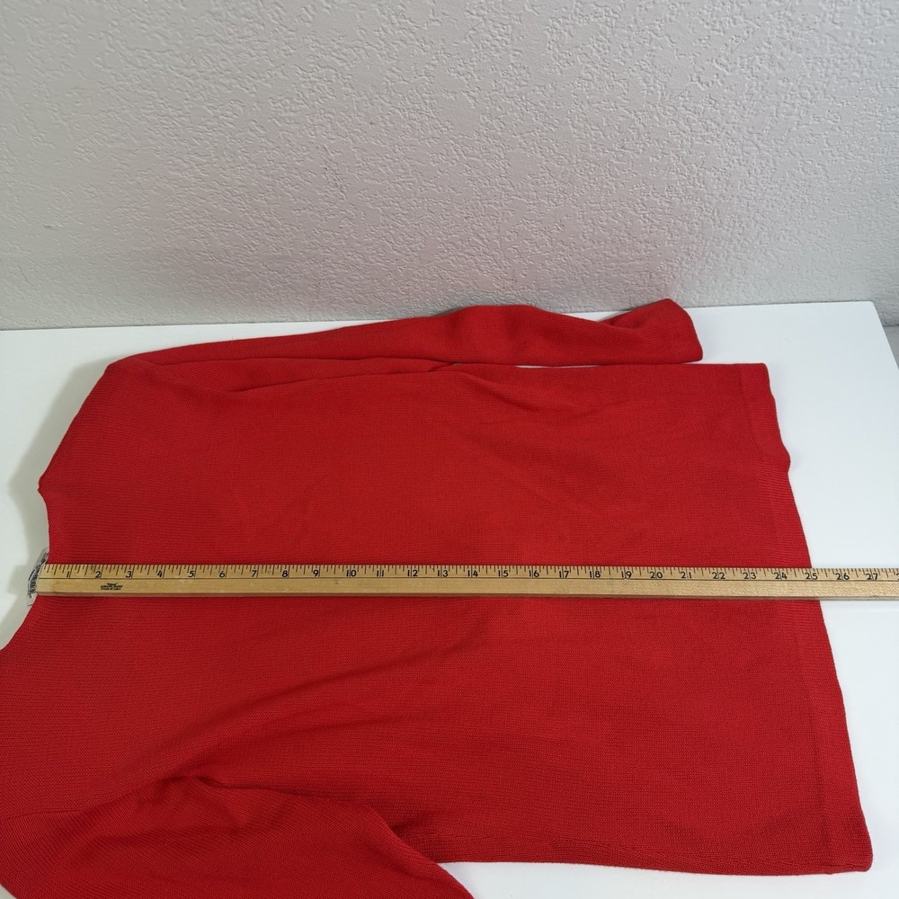 Vintage St. John By Marie Gray Knit Swaer & Skirt Red W/ Gold Accessories Size 8 - Picture 12 of 14